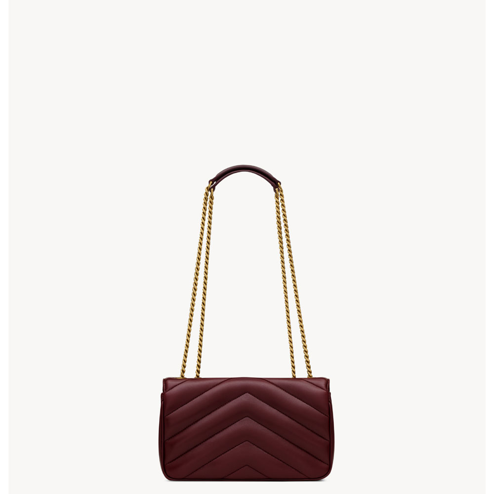 YSL Loulou Small In Matelasse Lambskin in Burgundy 801437 AAEAX 6197: Image 4