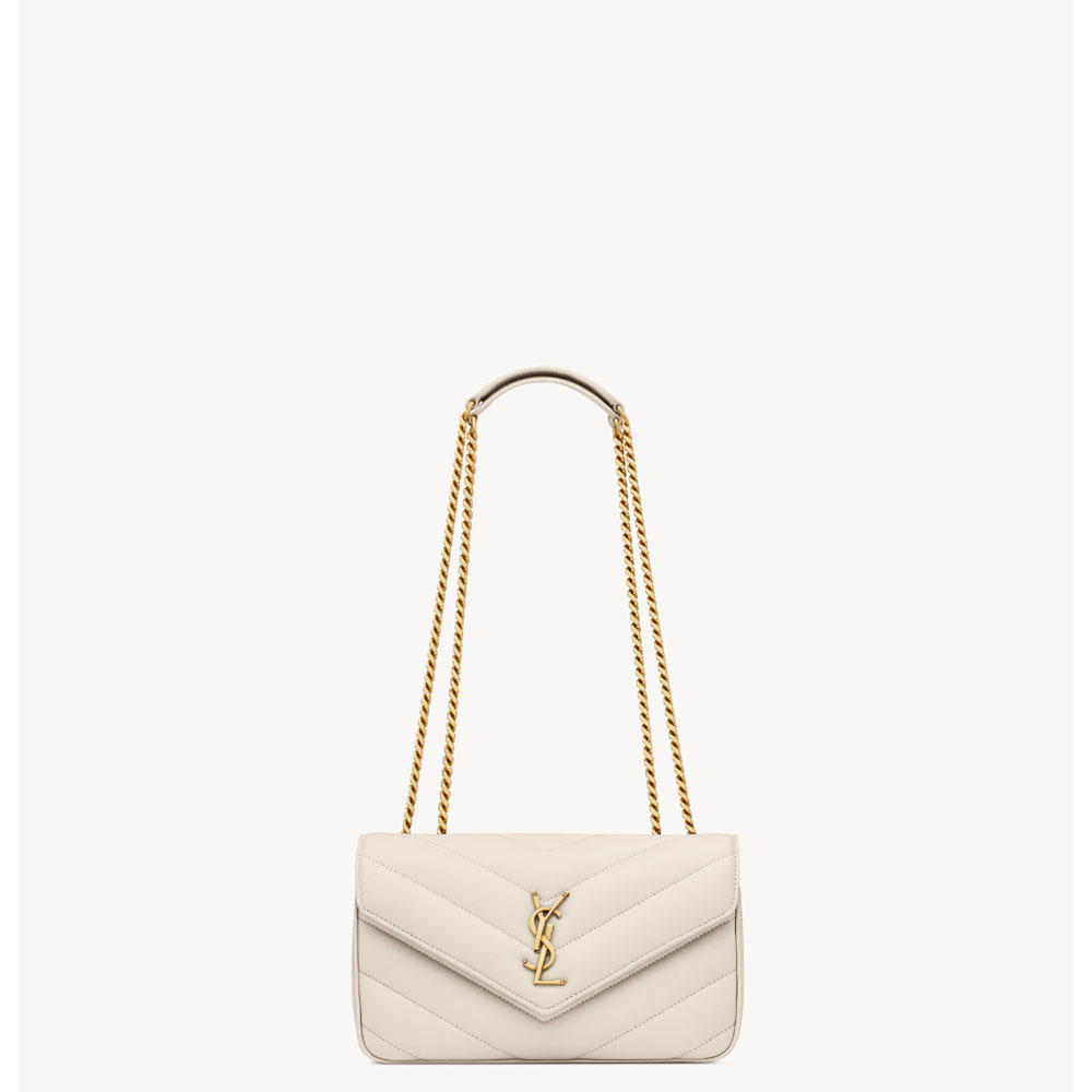 YSL Loulou Small In Matelasse Lambskin in White 801437 AAEAX 9207: Image 1