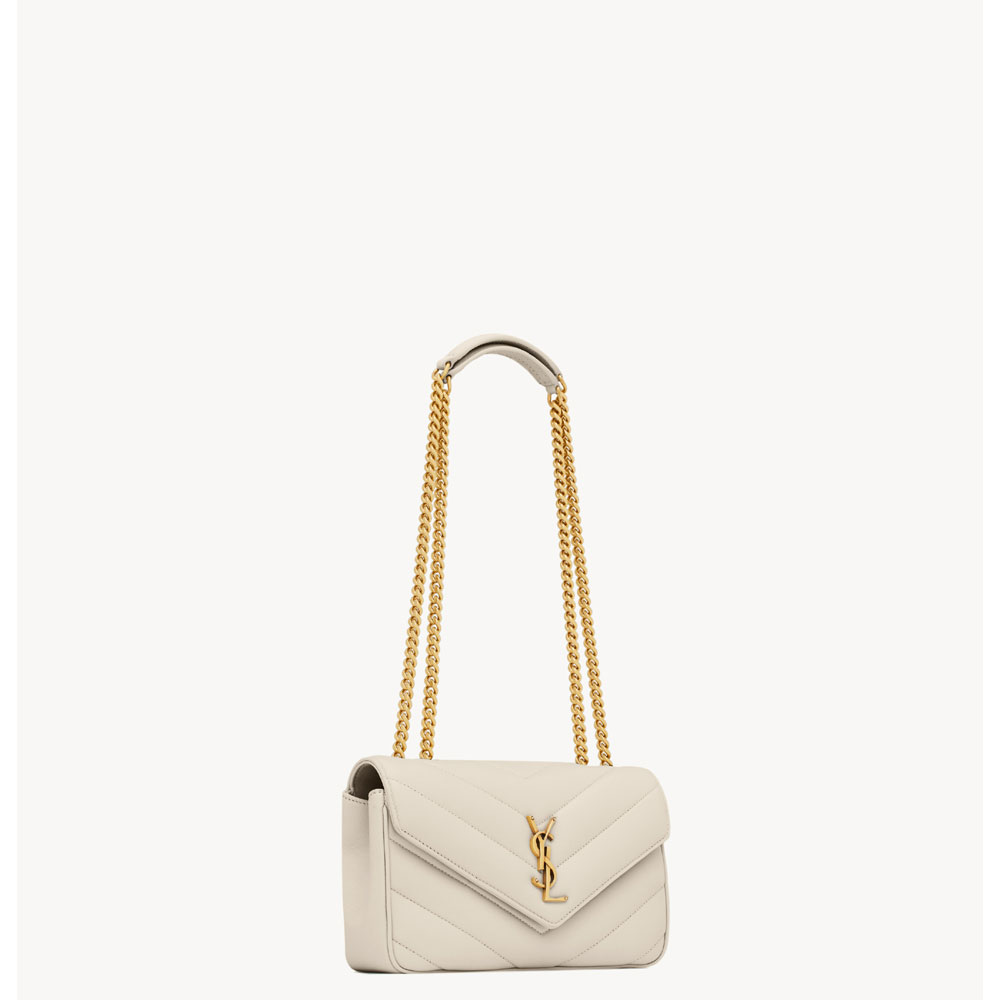 YSL Loulou Small In Matelasse Lambskin in White 801437 AAEAX 9207: Image 2