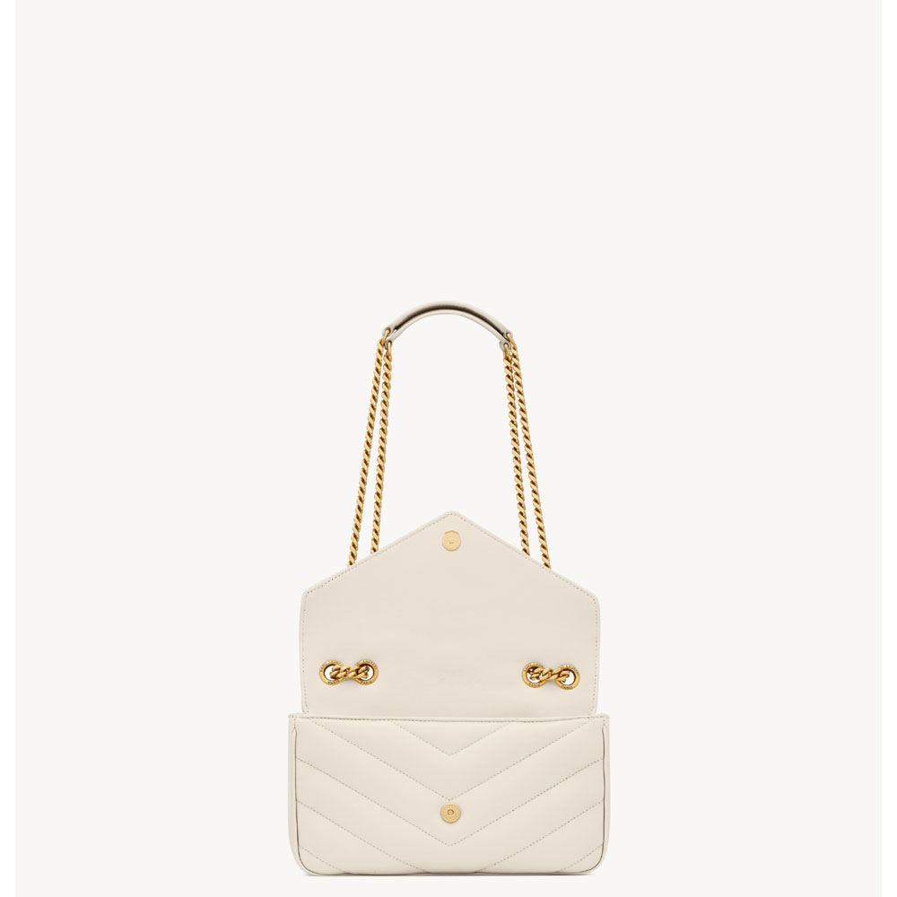 YSL Loulou Small In Matelasse Lambskin in White 801437 AAEAX 9207: Image 3
