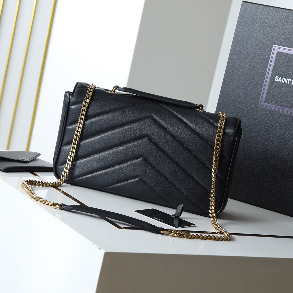 YSL Loulou Medium In Matelasse Lambskin in Black 801439 AAE4Y 1000: Image 2