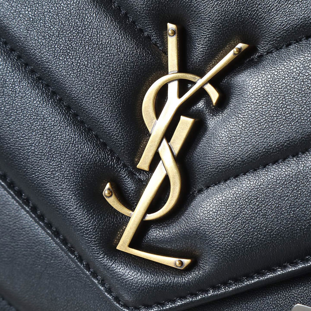 YSL Loulou Medium In Matelasse Lambskin in Black 801439 AAE4Y 1000: Image 3