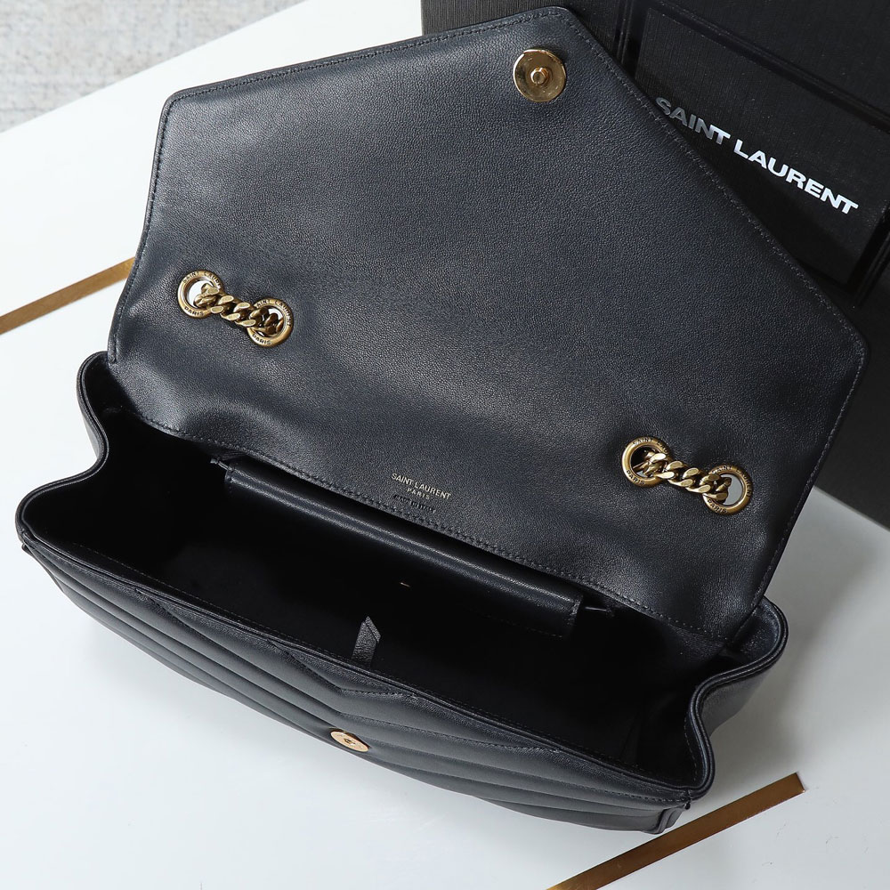 YSL Loulou Medium In Matelasse Lambskin in Black 801439 AAE4Y 1000: Image 4