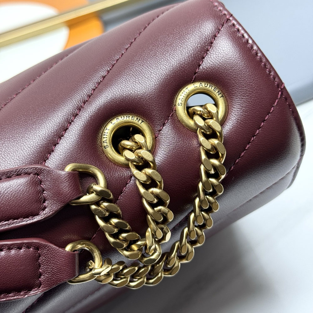 YSL Loulou Medium In Matelasse Lambskin in Burgundy 801439 AAEAX 6197: Image 3