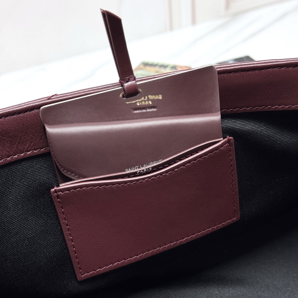YSL Loulou Medium In Matelasse Lambskin in Burgundy 801439 AAEAX 6197: Image 4