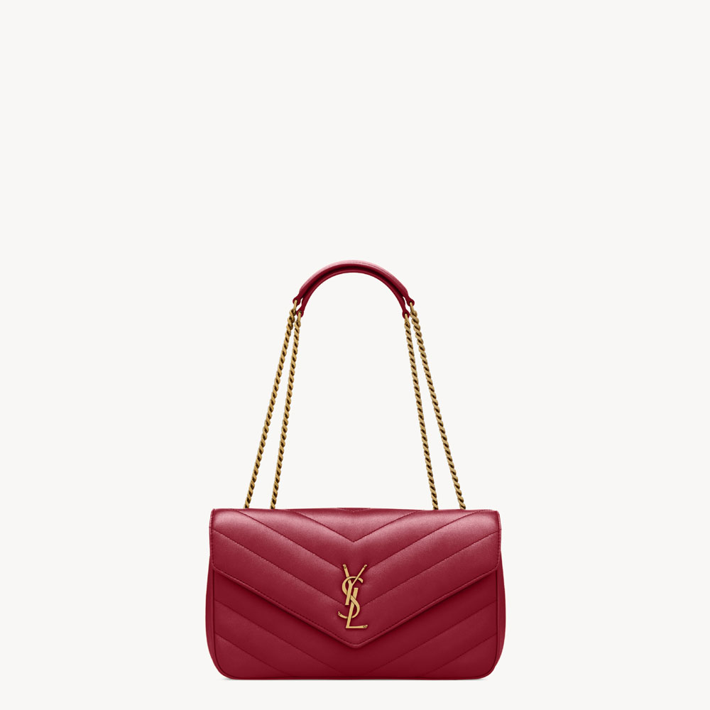 YSL Loulou Medium In Matelasse Lambskin In Red 801439 AAEAX 6946: Image 1