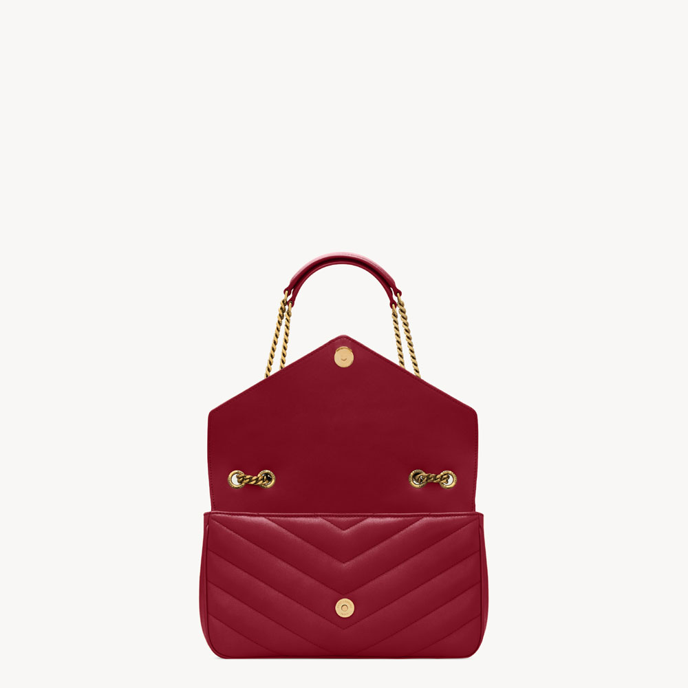 YSL Loulou Medium In Matelasse Lambskin In Red 801439 AAEAX 6946: Image 4