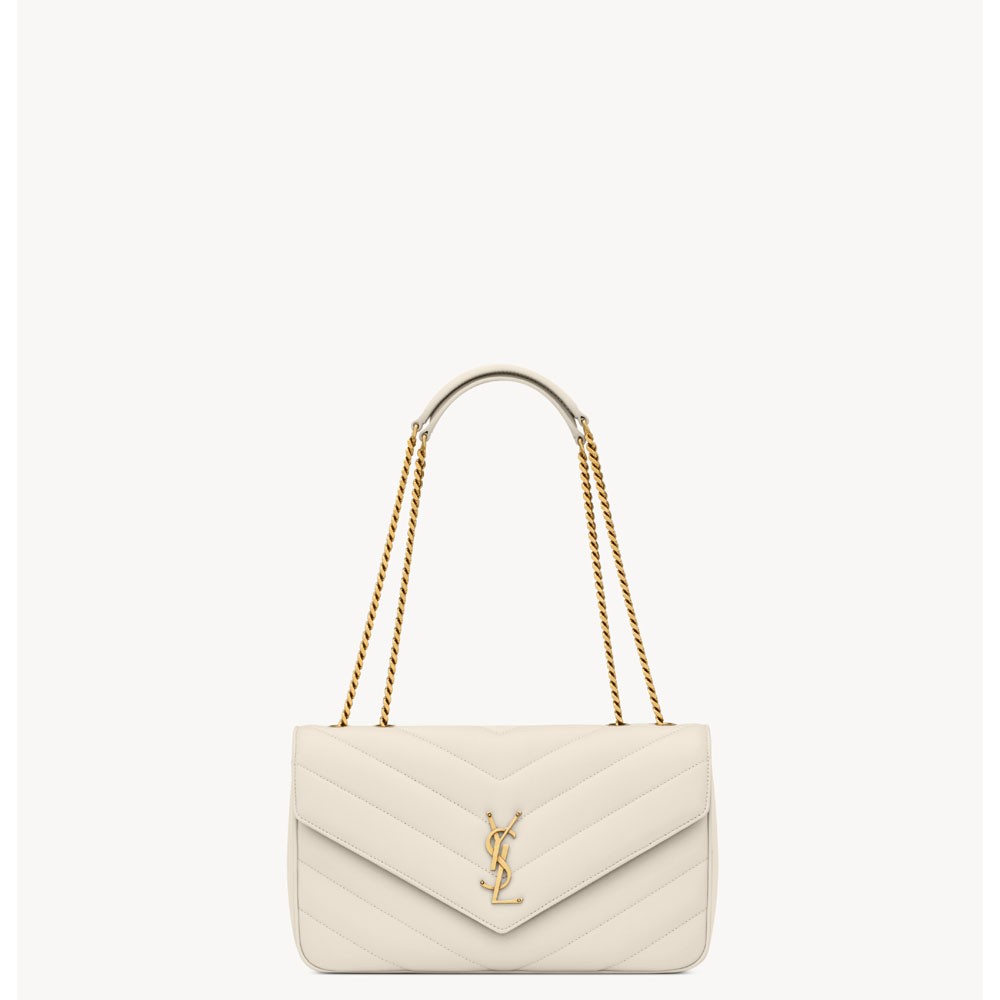YSL Loulou Medium In Matelasse Lambskin in White 801439 AAEAX 9207: Image 1