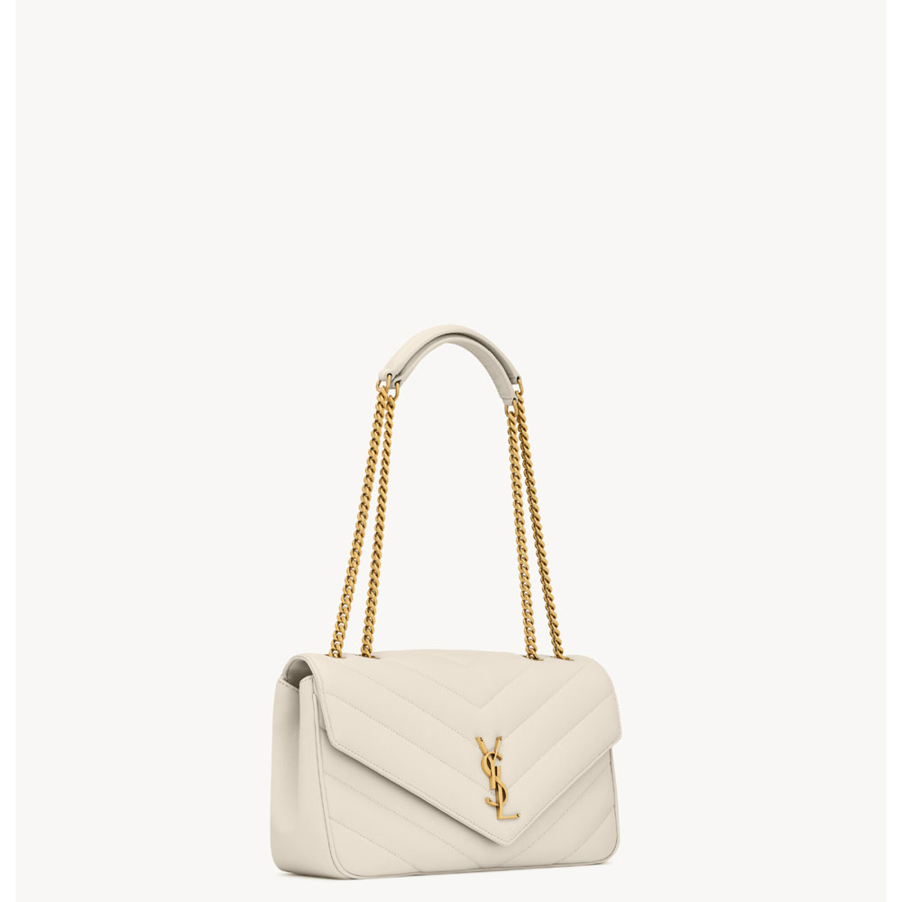 YSL Loulou Medium In Matelasse Lambskin in White 801439 AAEAX 9207: Image 2