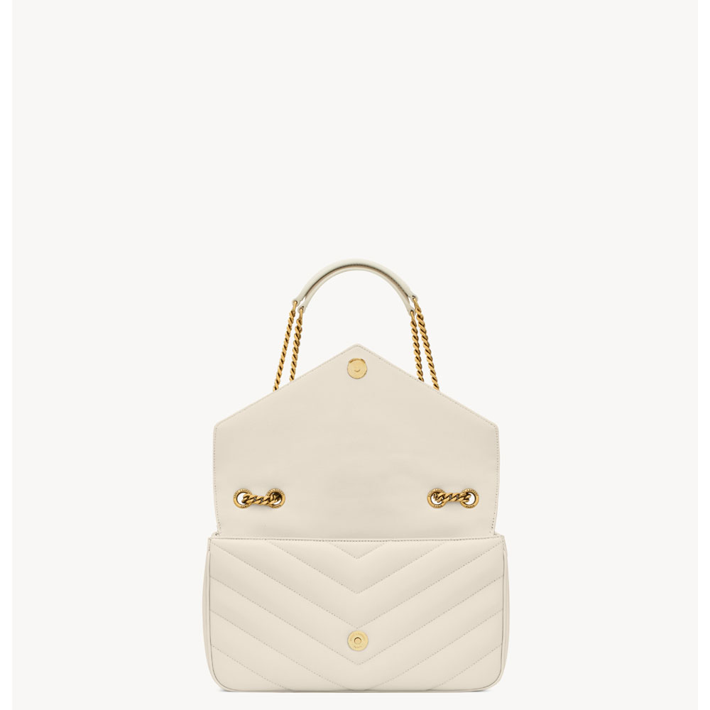 YSL Loulou Medium In Matelasse Lambskin in White 801439 AAEAX 9207: Image 3