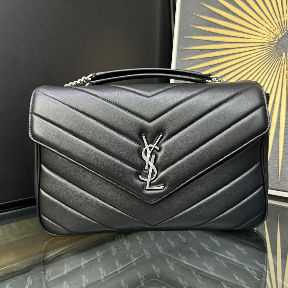 YSL Loulou Large In Matelasse Lambskin in Black 803541 AAE4Y 1000: Image 1