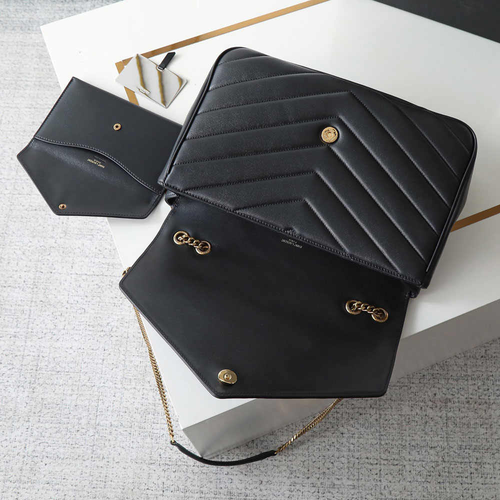 YSL Loulou Large In Matelasse Lambskin in Black 803541 AAEAX 1000: Image 4