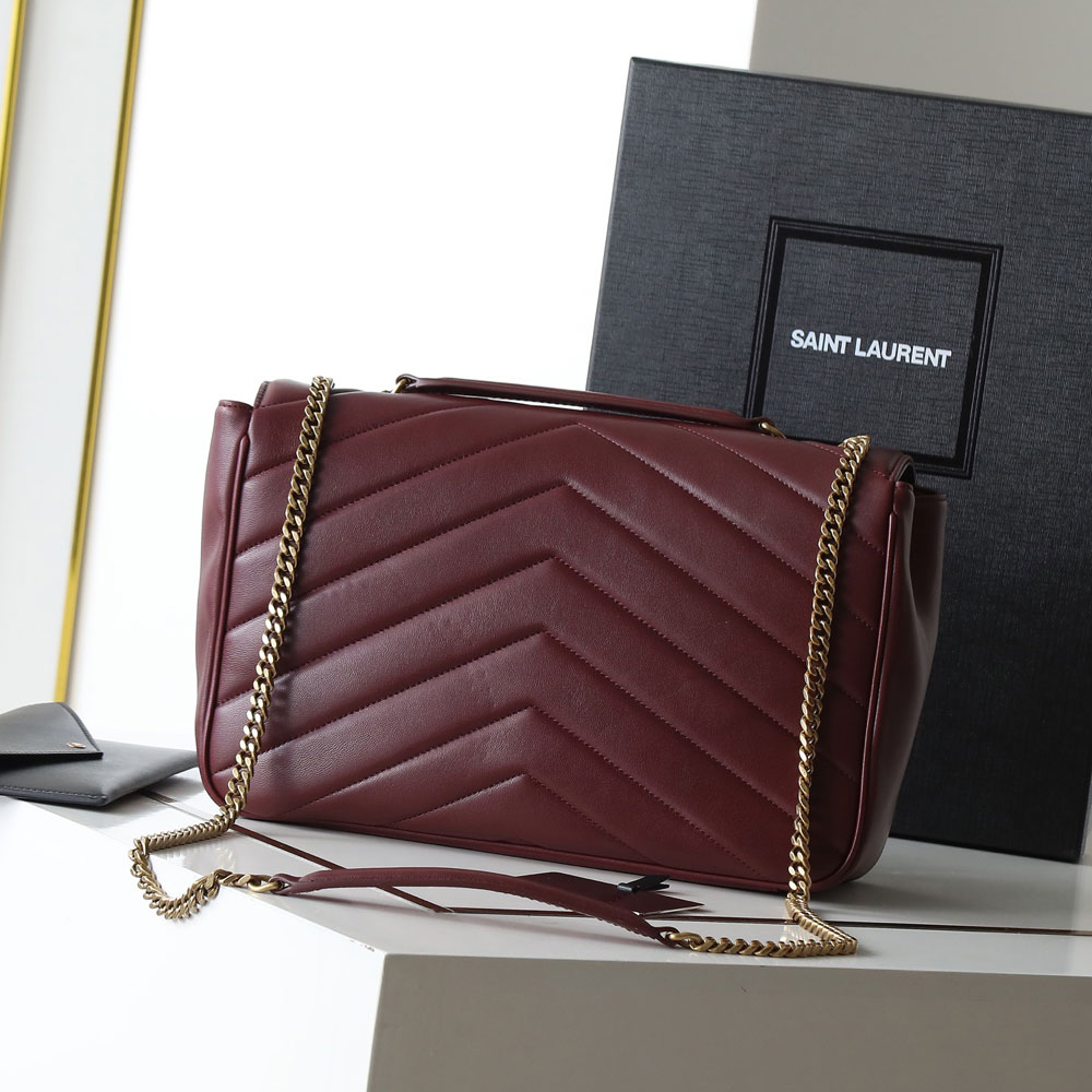 YSL Loulou Large In Matelasse Lambskin in Burgundy 803541 AAEAX 6197: Image 2