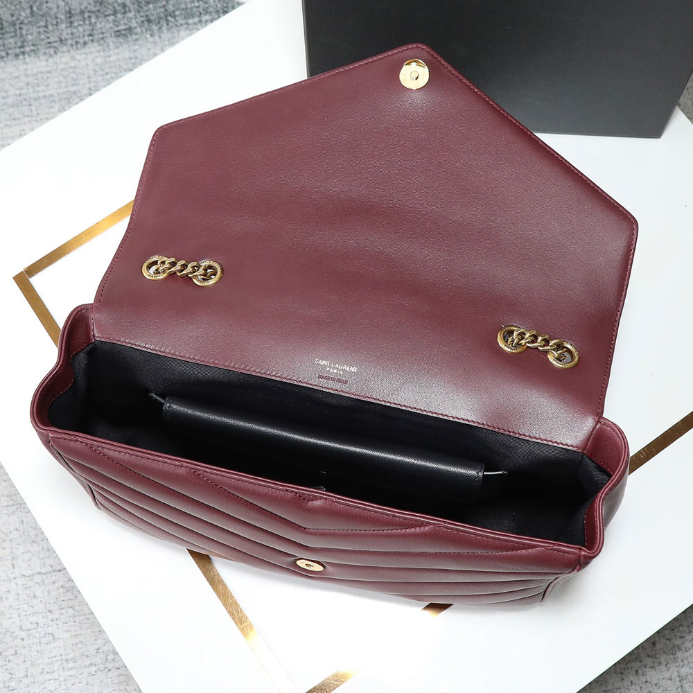 YSL Loulou Large In Matelasse Lambskin in Burgundy 803541 AAEAX 6197: Image 4