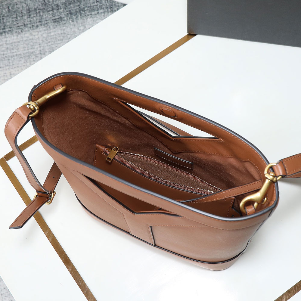 YSL Y Small Bucket In Leather in Brown 808224 AACQ3 6359: Image 2