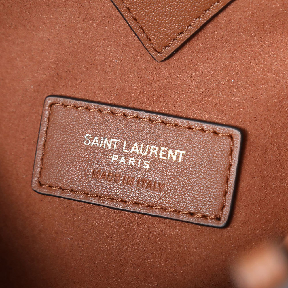 YSL Y Small Bucket In Leather in Brown 808224 AACQ3 6359: Image 3