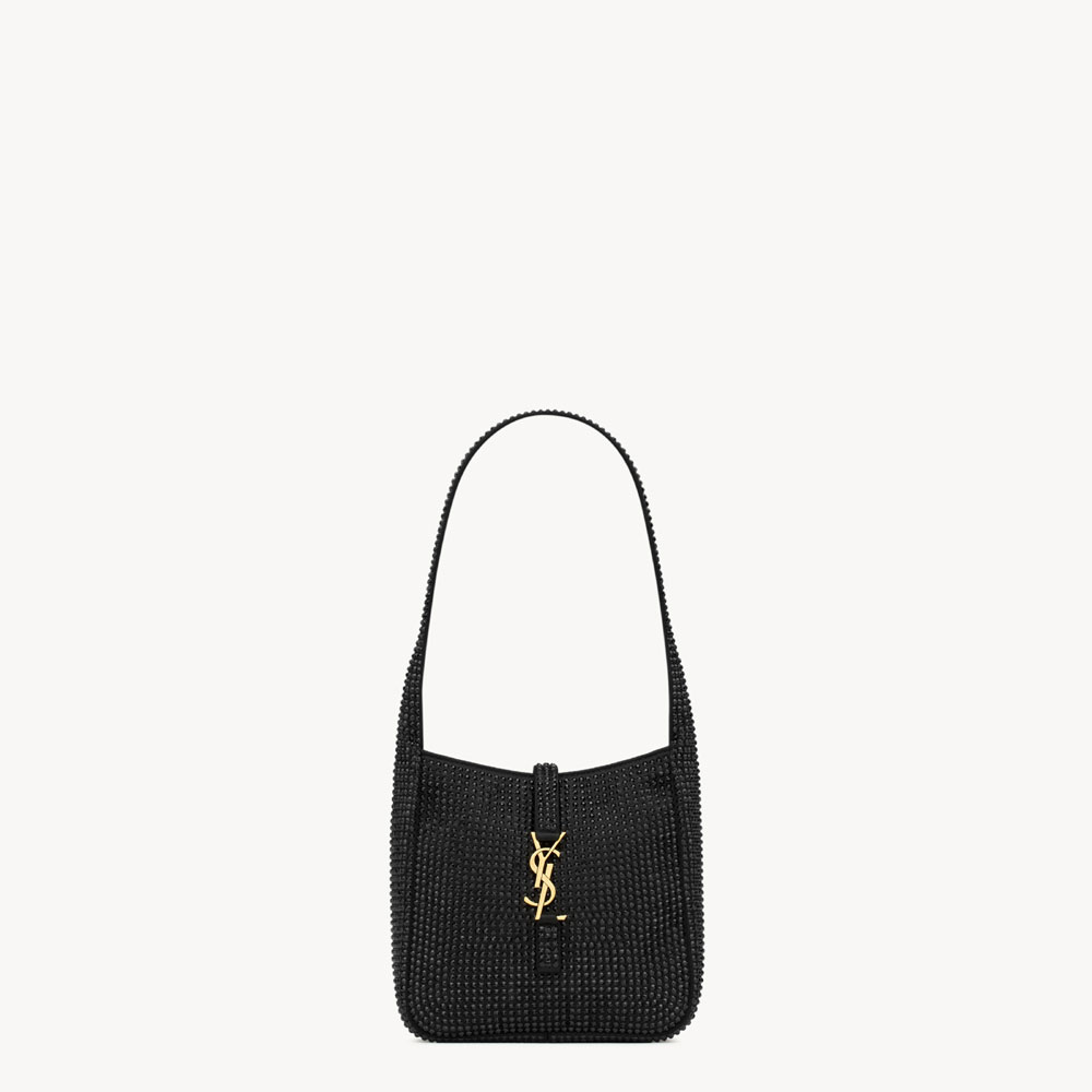 YSL Le 5 a 7 Supple Baby In Silk Satin And Crystals In Black 809464 FADSQ 1000: Image 1