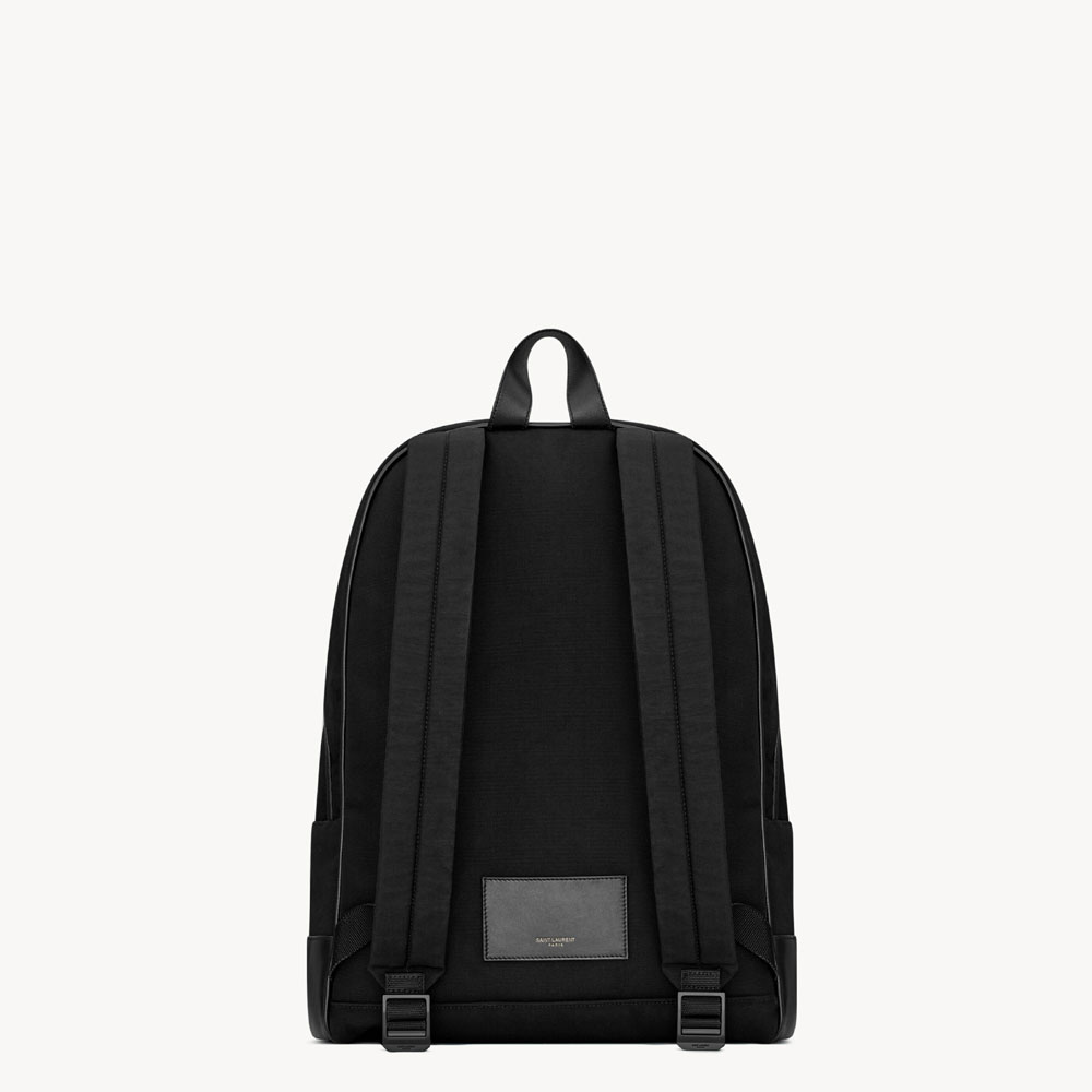 YSL City Backpack In Nylon Canvas And Leather In Black 821007 FAEEF 1000: Image 2