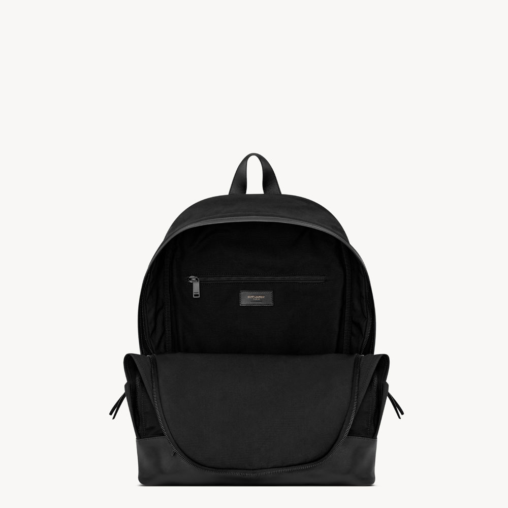 YSL City Backpack In Nylon Canvas And Leather In Black 821007 FAEEF 1000: Image 4