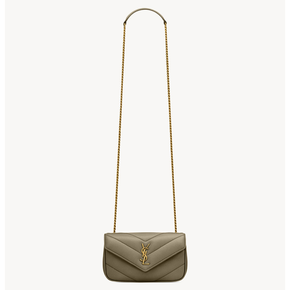 YSL Loulou Mini In Lambskin in Grey 821749 AAEAX 3775: Image 1