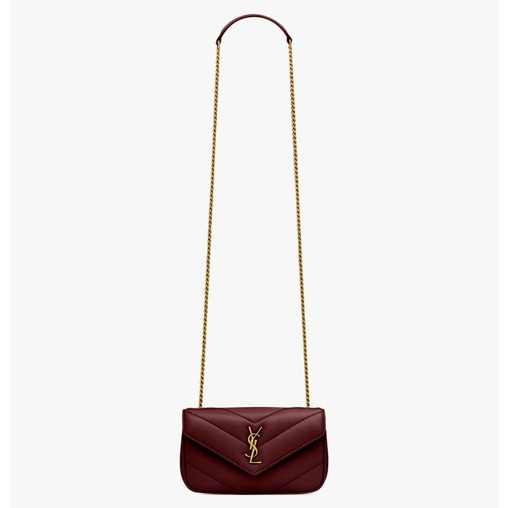 YSL Loulou Mini In Lambskin in Burgundy 821749 AAEAX 6197: Image 1