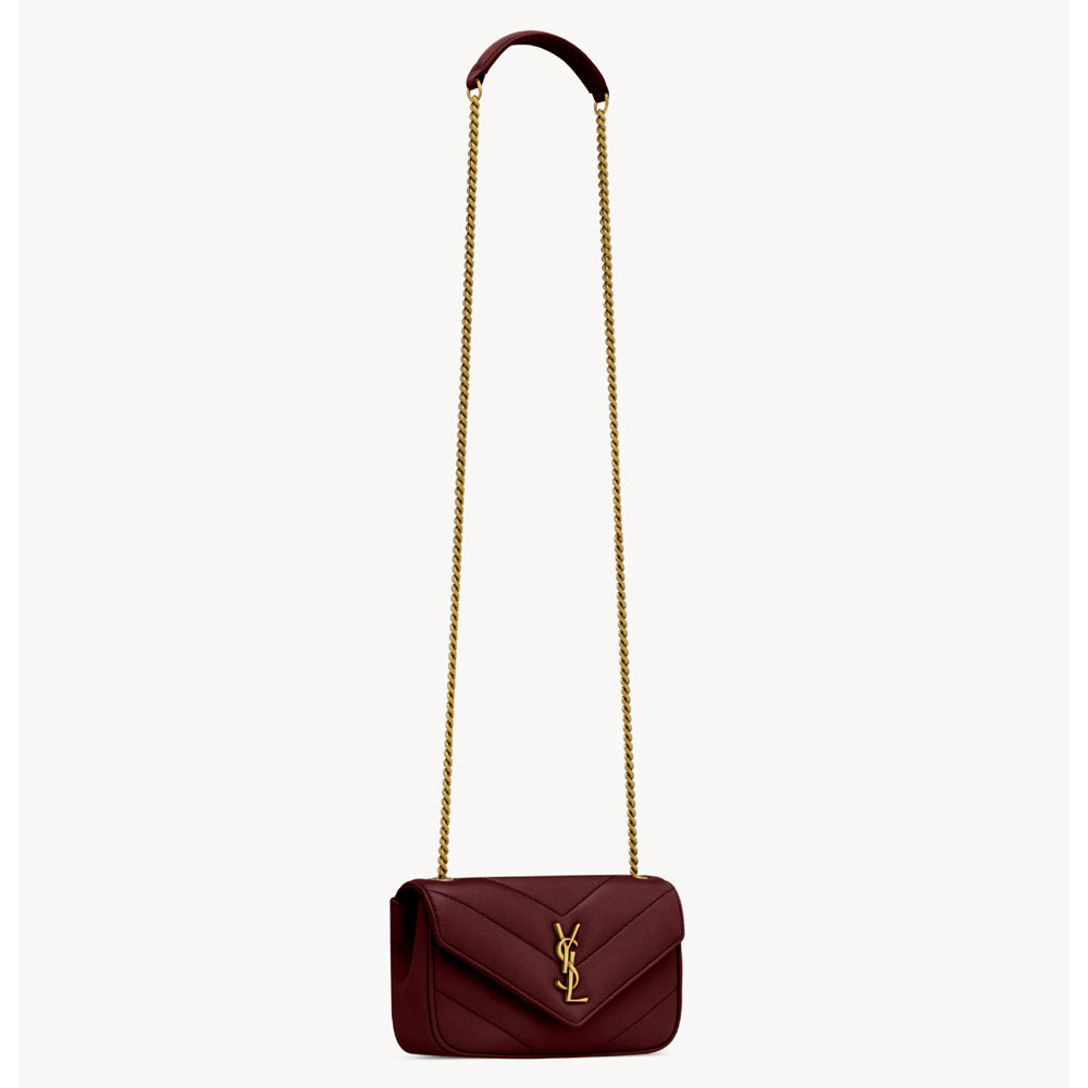 YSL Loulou Mini In Lambskin in Burgundy 821749 AAEAX 6197: Image 2