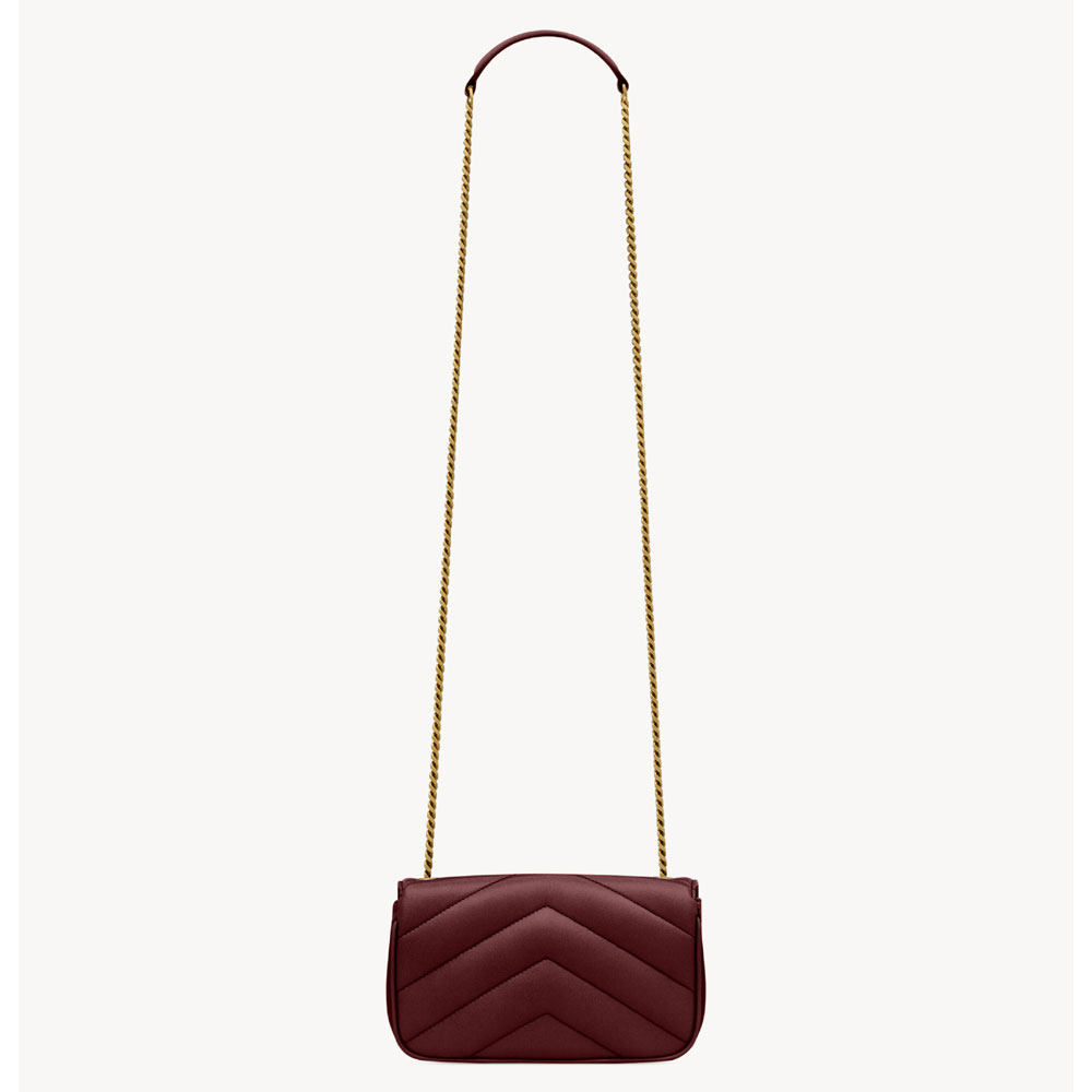 YSL Loulou Mini In Lambskin in Burgundy 821749 AAEAX 6197: Image 4
