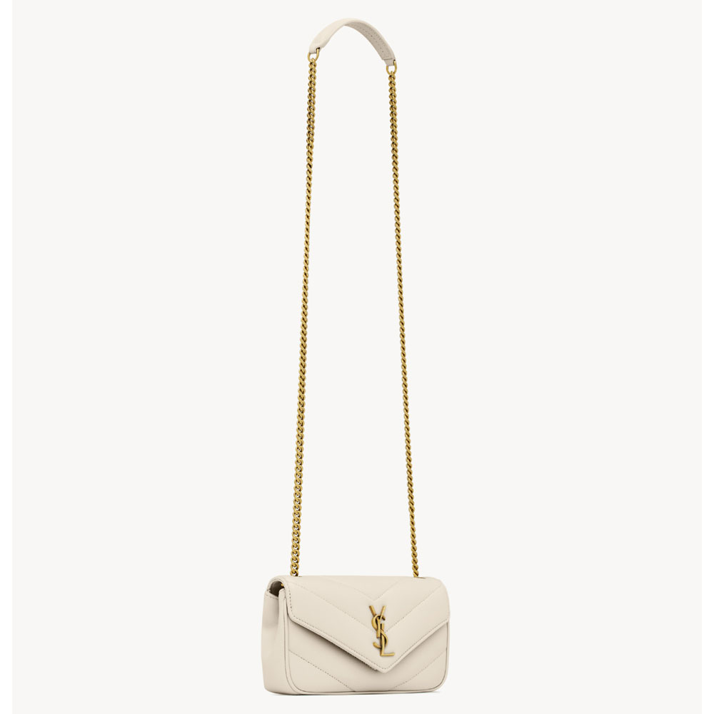 YSL Loulou Mini In Lambskin in White 821749 AAEAX 9207: Image 2