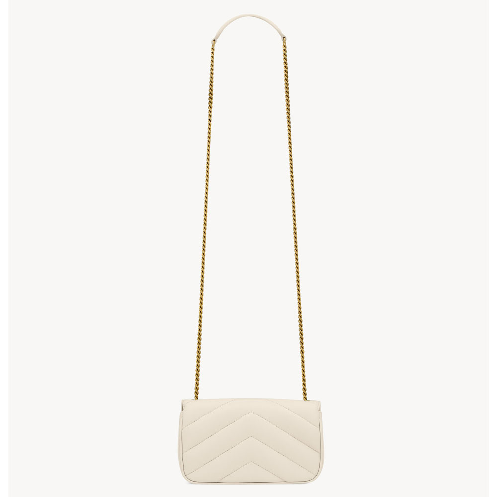 YSL Loulou Mini In Lambskin in White 821749 AAEAX 9207: Image 4
