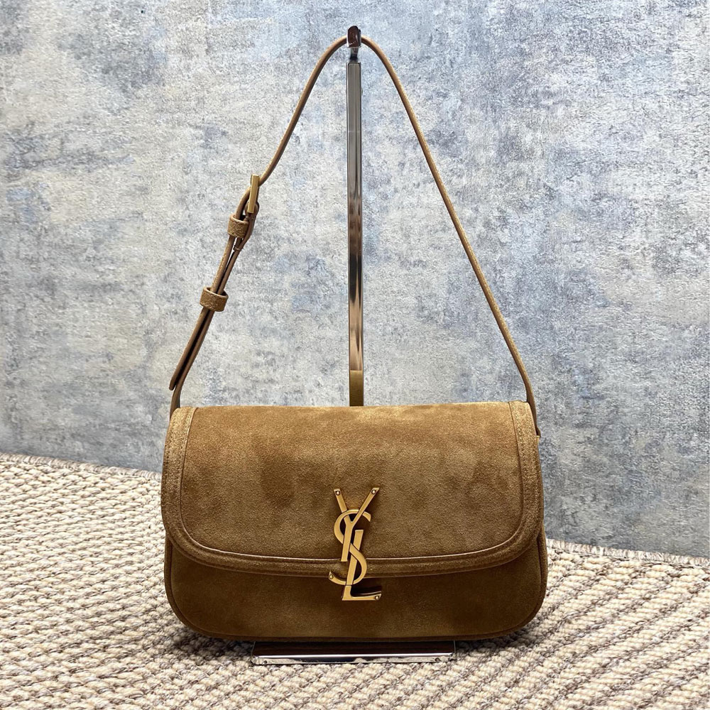 YSL Solferino Medium In Suede in Brown 832330 1U80W 2916: Image 1