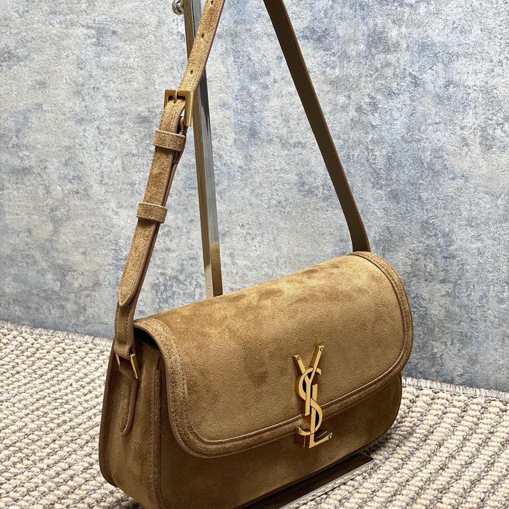 YSL Solferino Medium In Suede in Brown 832330 1U80W 2916: Image 2