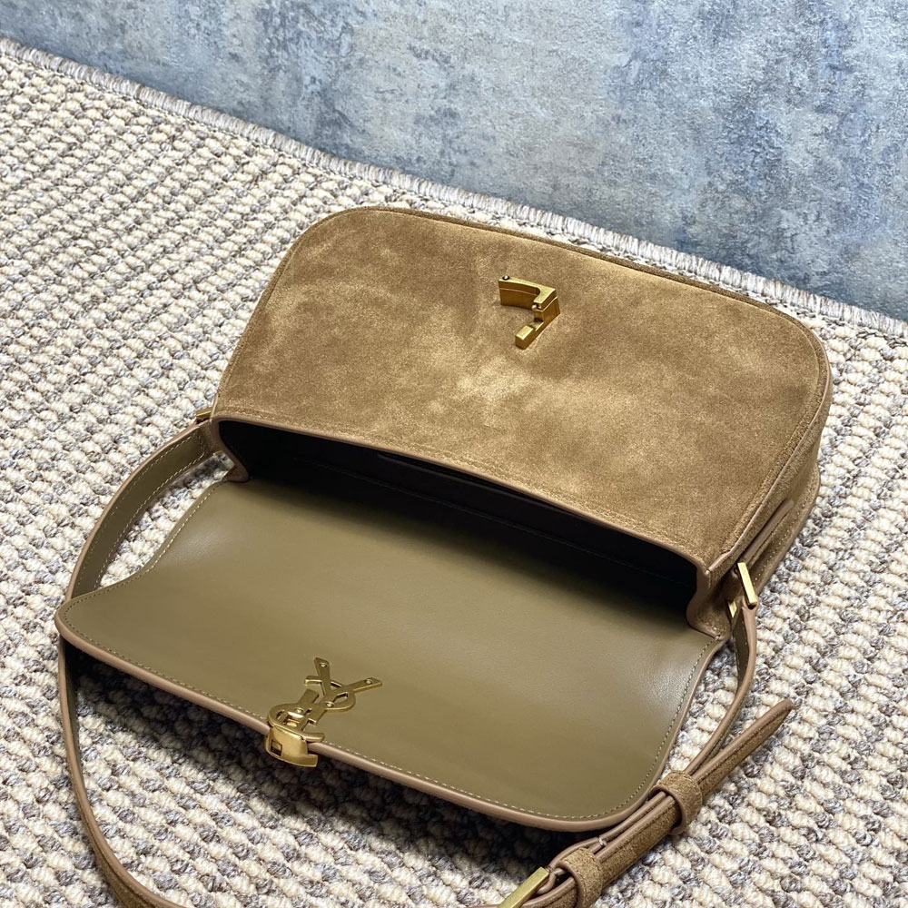 YSL Solferino Medium In Suede in Brown 832330 1U80W 2916: Image 3