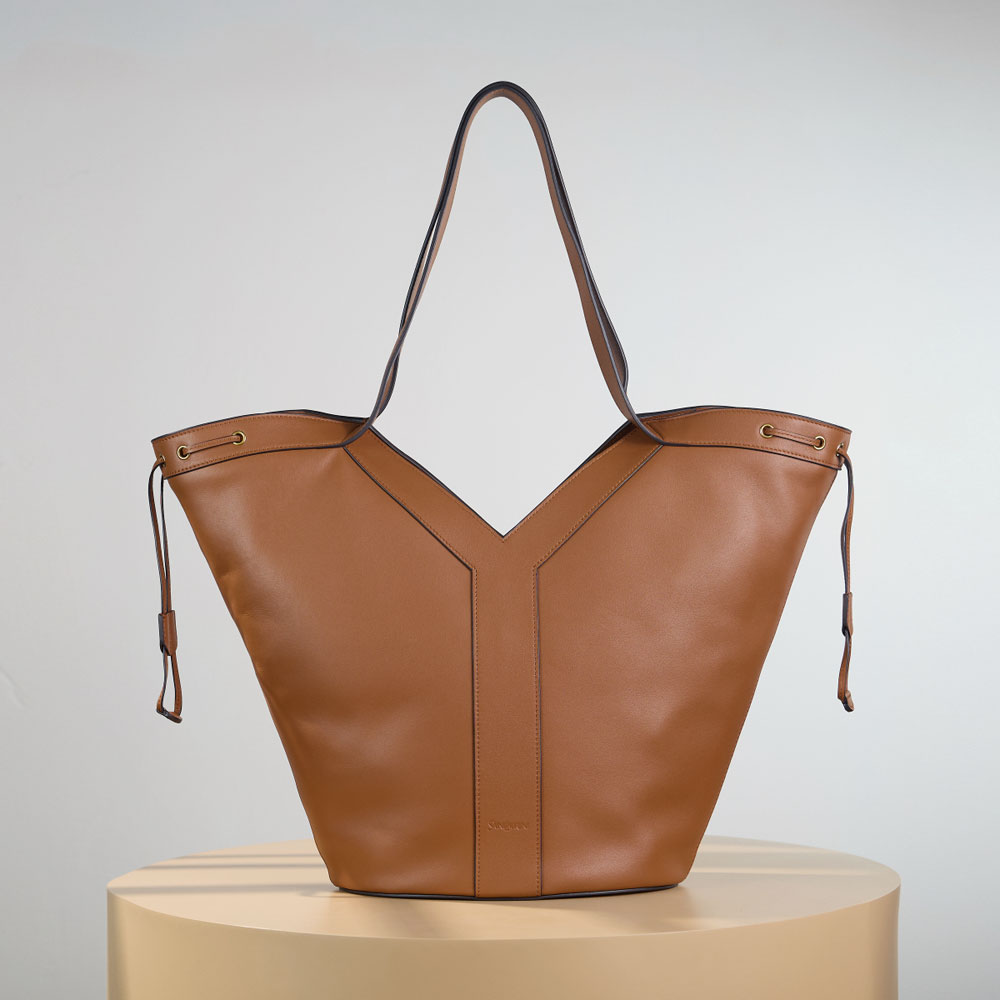 YSL Y Large Hobo In Leather in Brown 833160 AAE14 6359: Image 1