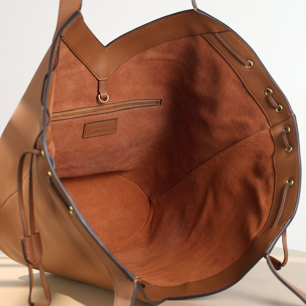 YSL Y Large Hobo In Leather in Brown 833160 AAE14 6359: Image 3