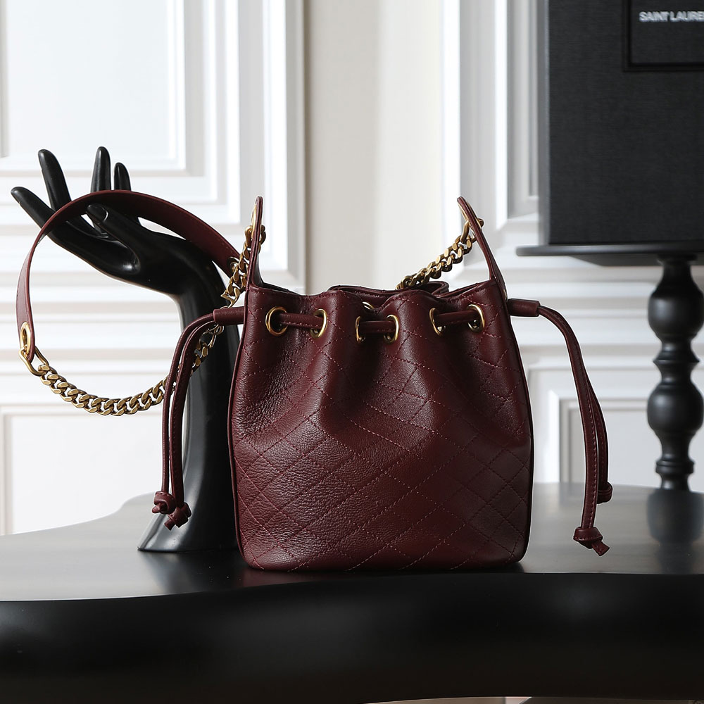 YSL Cassandre Bucket Bag In Lambskin in Burgundy 840886 1EL07 6195: Image 1