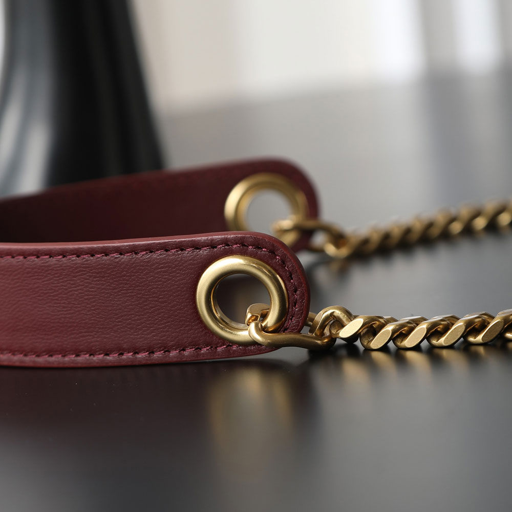 YSL Cassandre Bucket Bag In Lambskin in Burgundy 840886 1EL07 6195: Image 3