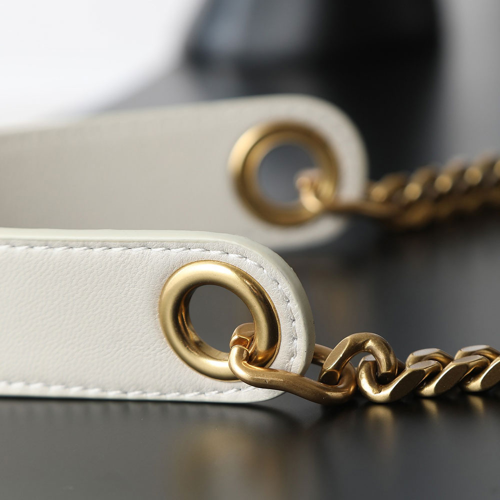 YSL Cassandre Bucket Bag In Lambskin in White 840886 1EL07 9207: Image 3
