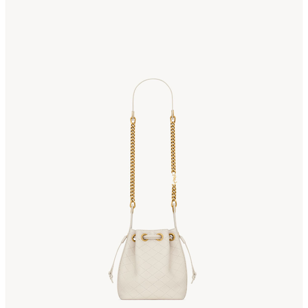 YSL Cassandre Bucket Bag In Lambskin in White 840886 1EL07 9207: Image 4