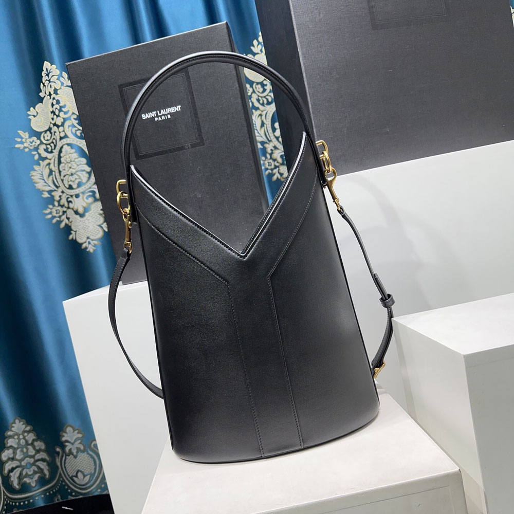 YSL Y Top-Handle Bucket In Leather in Black 840891 AAEZC 1000: Image 1
