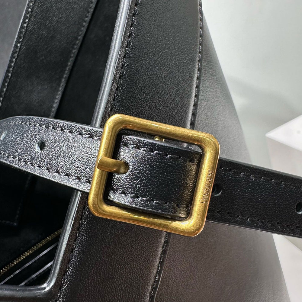 YSL Y Top-Handle Bucket In Leather in Black 840891 AAEZC 1000: Image 3
