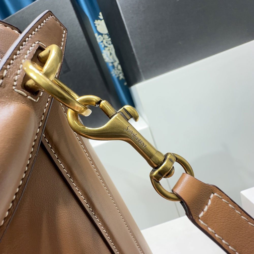 YSL Y Top-Handle Bucket In Leather in Brown 840891 AAT71 6359: Image 3