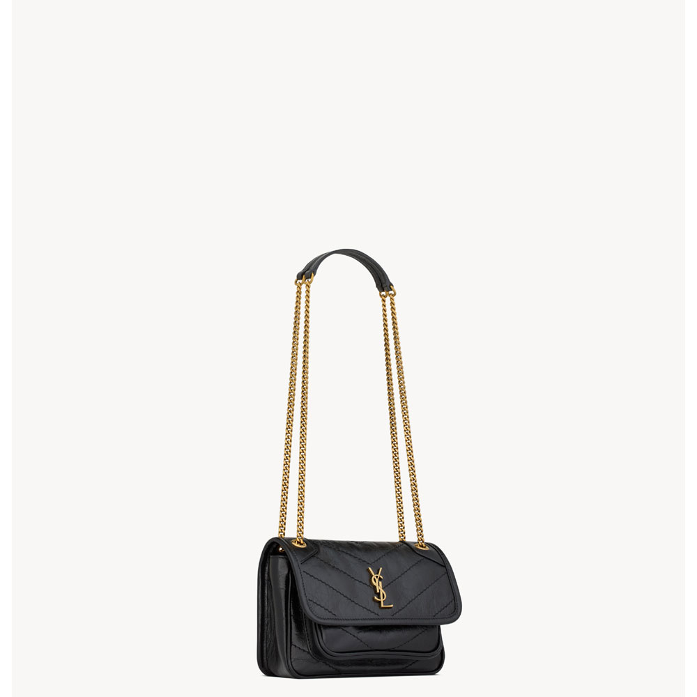 YSL Niki Mini In Vintage Leather in Black 846087 0EN07 1000: Image 2