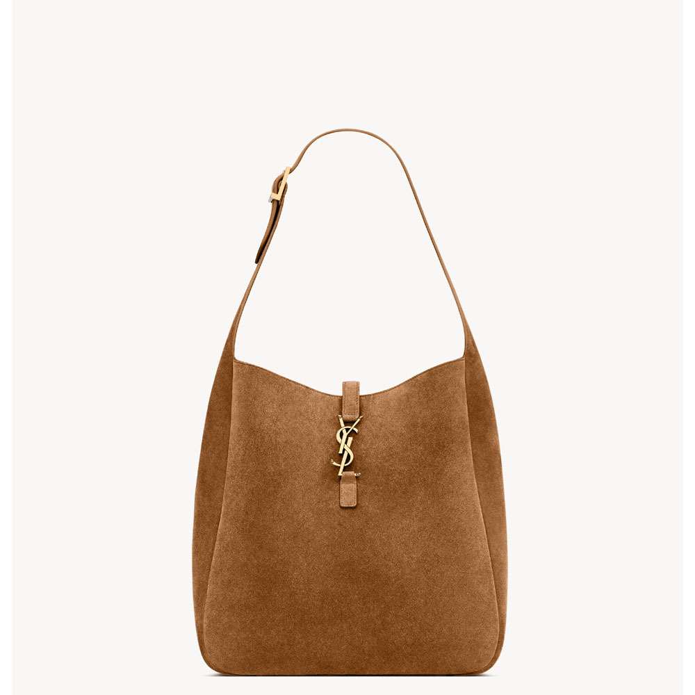 YSL Le 5 A 7 Supple Large In Suede in Brown 850545 1U80W 2916: Image 1