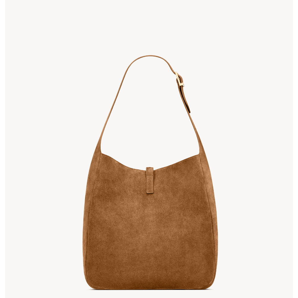 YSL Le 5 A 7 Supple Large In Suede in Brown 850545 1U80W 2916: Image 4