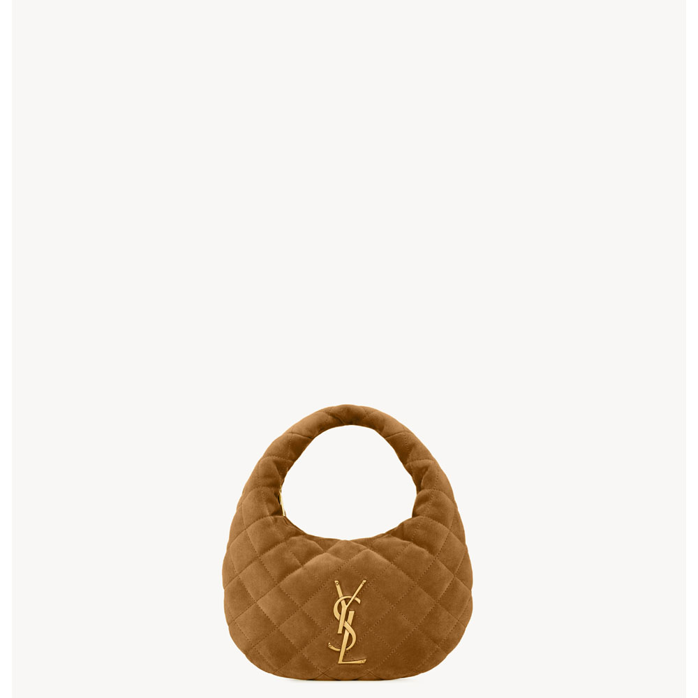 YSL Icarino In Quilted Suede in Brown 851689 1U807 2916: Image 1
