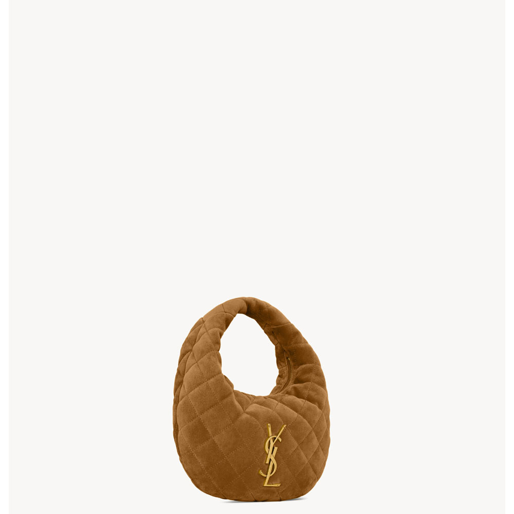 YSL Icarino In Quilted Suede in Brown 851689 1U807 2916: Image 2