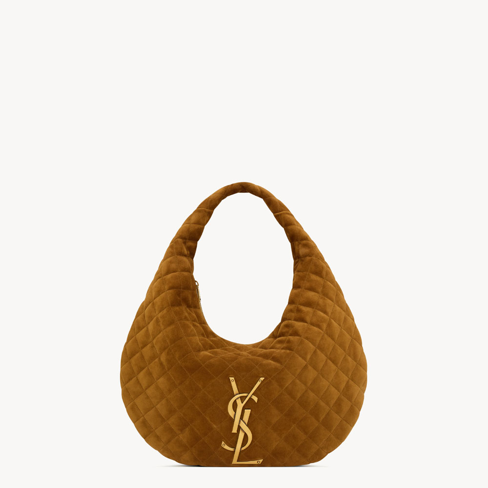 YSL Icare Hobo In Quilted Suede In Brown 858160 AAF9P 2916: Image 1