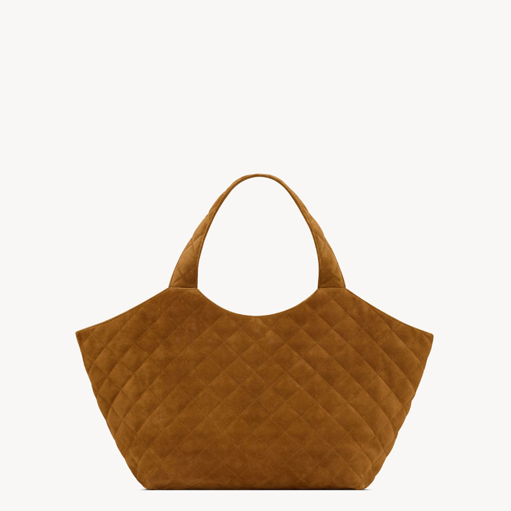 YSL Icare Medium In Quilted Suede In Brown 858191 AAF9P 2916: Image 4