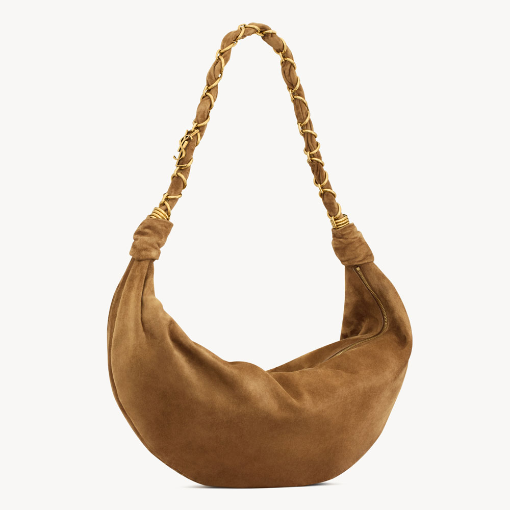 YSL Amalia Hobo In Suede In Brown 862210 1U80W 2916: Image 4