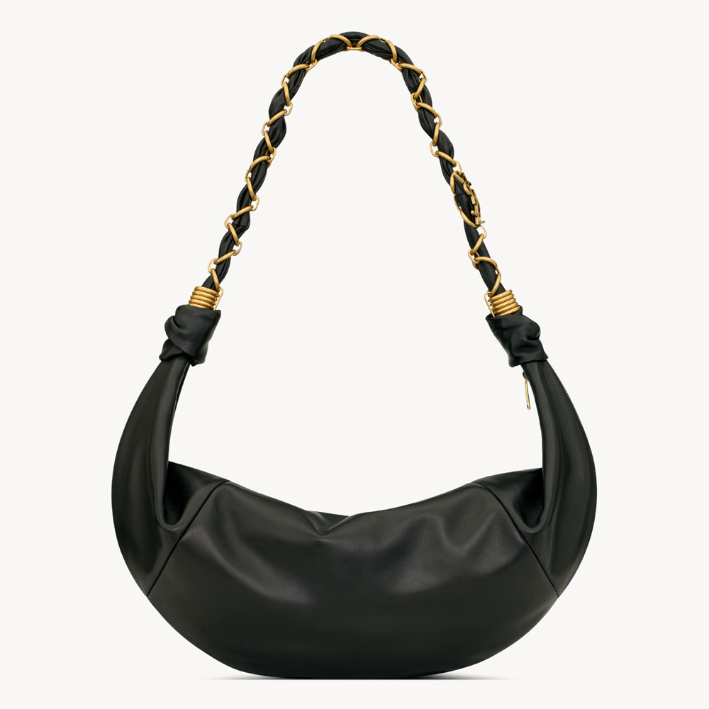 YSL Amalia Hobo In Lambskin In Black 862210 AACX7 1000: Image 2